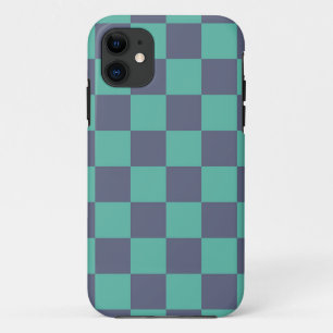 Blue and Green Chequerboard iPhone 11 Case