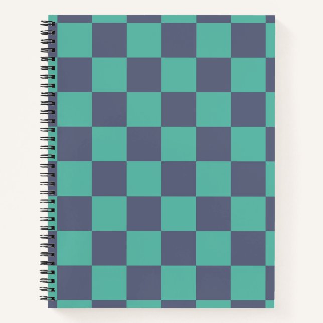Blue and Green Chequerboard Notebook (Front)