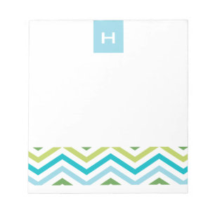 Blue and Green Chevron     Monogram Notepads