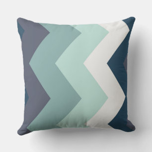 Blue and green chevron Pattern Throw Pillow