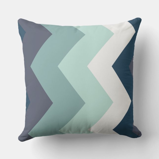 Blue and green chevron Pattern Throw Pillow (Back)