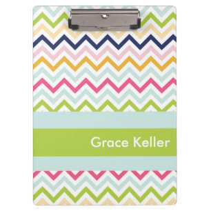 Blue and Green Chevron Personalized Clipboard