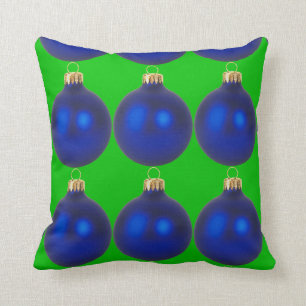Blue and Green Christmas Holiday Home Decoration Throw Pillow