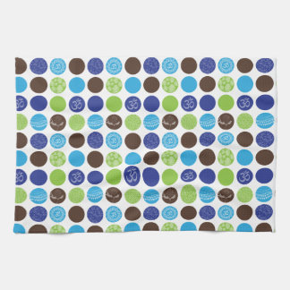 Blue and Green Circle Dot Pattern Kitchen Towel