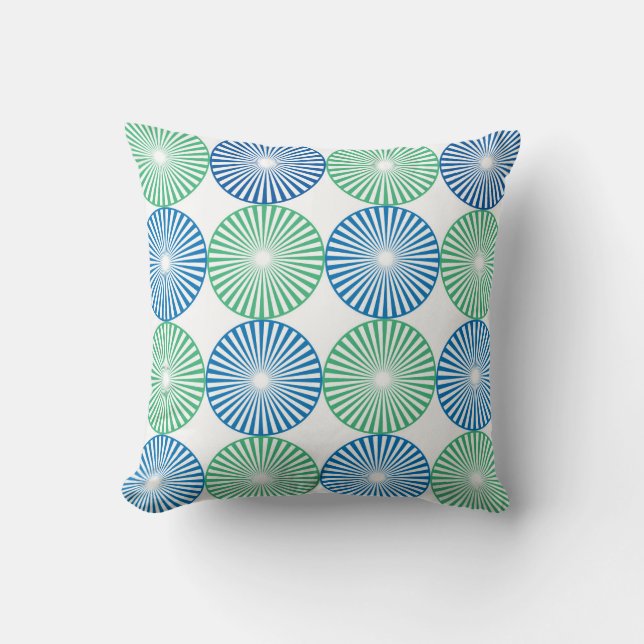 Blue and green circles pattern throw pillow (Front)