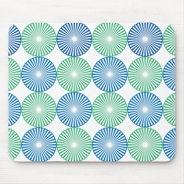 Blue and green circular design mouse pad (Front)