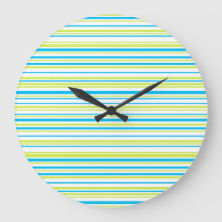 Blue and green colors simple Stripes Pattern Large Clock