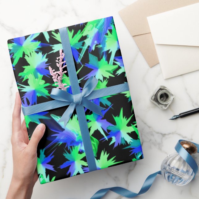 Blue and Green Colour Splashes Pattern Wrapping Paper (Gifting)