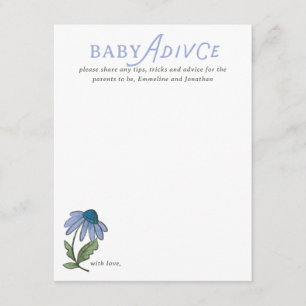 Blue and Green Country Floral Baby Shower Advice RSVP Card