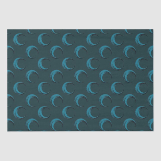 Blue and Green Crescent Moons Pattern Halloween Tissue Paper (Front)