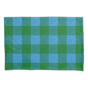 Blue and Green Crosshatch Chequered Design Pillowcase