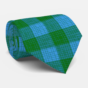 Blue and Green Crosshatch Chequered Design Tie