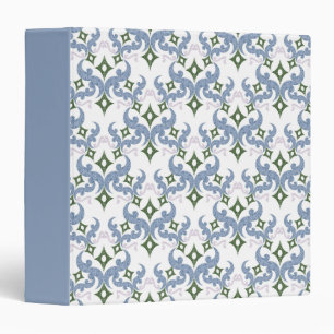 blue and green damask ornament pointillism binder