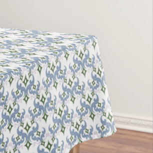 blue and green damask ornament pointillism tablecloth