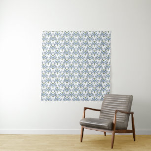 blue and green damask ornament pointillism tapestry