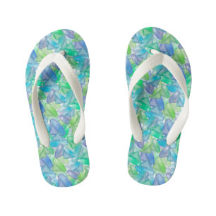 Blue and green diamonds . kid's flip flops