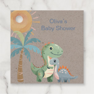 Blue and Green Dinosaur Boy Baby Shower Thank You Favour Tags