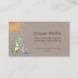 Blue and Green Dinosaurs Boy Diaper Raffle Business Card
