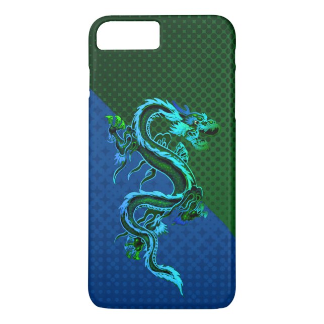 Blue and Green Dragon iPhone 7 Plus Coque (Dos)