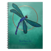 Blue and Green Dragonfly Spiral Notebook