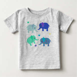 Blue and Green Elephants Baby T-Shirt