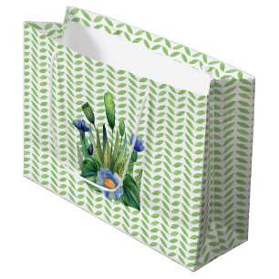 Blue And Green Floral Garden Large Gift Bag