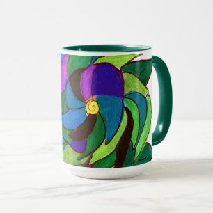 Blue and Green Flower Mug