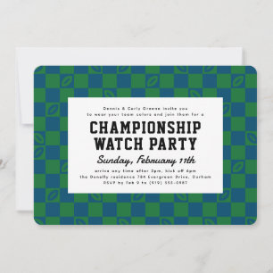 Blue and Green Football Game Game Watch Party Invitation