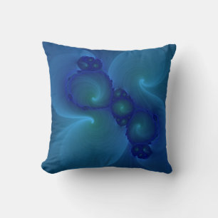 Blue and green fractal art pillow