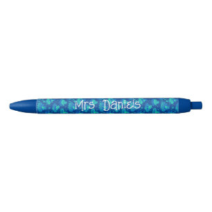 Blue and Green Frog Personalized  Black Ink Pen