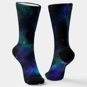 Blue and Green Galaxy Socks