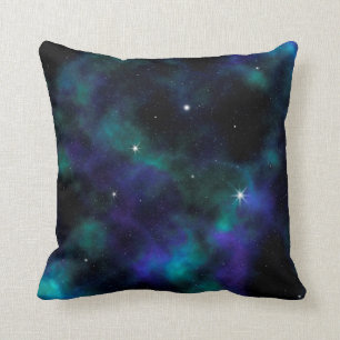 Blue and Green Galaxy Throw Pillow