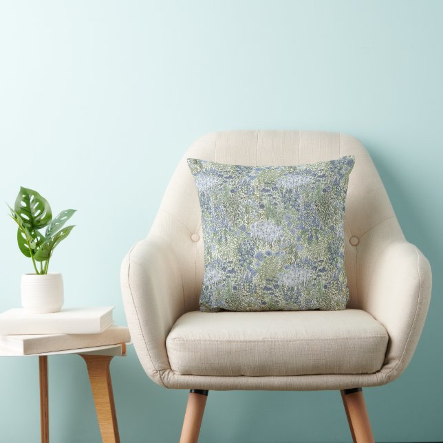 Blue and Green Garden Tapestry Floral Cushion (Chair)