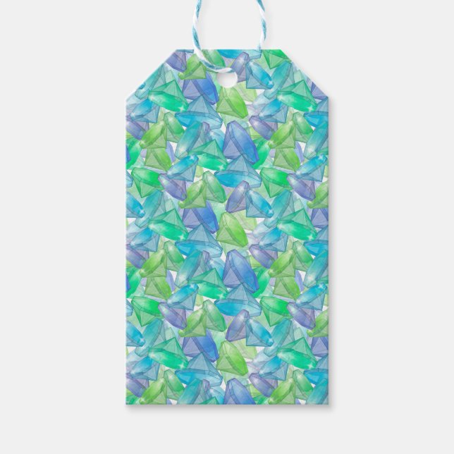 Blue and green gems . gift tags (Front)