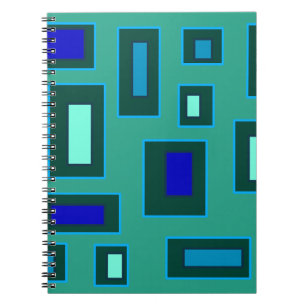 Blue and green geometric design notebook