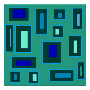 Blue and green geometric design poster