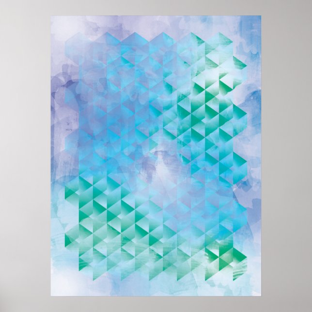 Blue and Green Geometric Poster (Front)