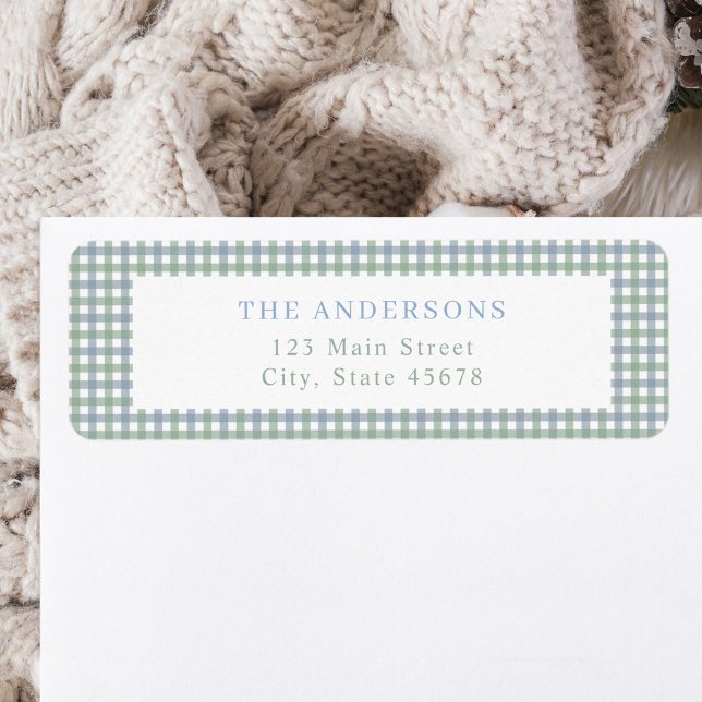 Blue and Green Gingham Return Address (Creator Uploaded)
