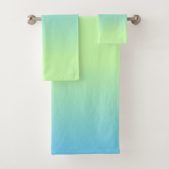 Blue and Green Gradient Bath Towel Set (Insitu)