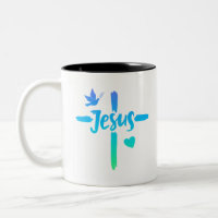 Blue And Green Gradient Jesus Cross Christian