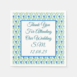 Blue and Green Grandmillenial Hydrangea Ditsy  Napkin