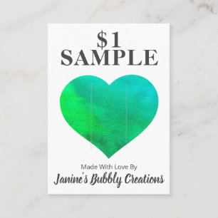 Blue And Green Heart Soap Sample Display Card