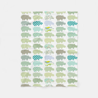 Blue And Green Hippo Blanket