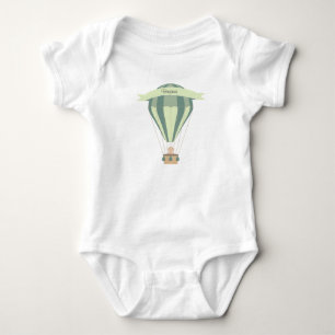 blue and green hot air balloon personalized baby bodysuit