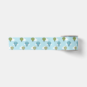 Blue and Green Hot Air Balloons Ribbon Satin Ribbon