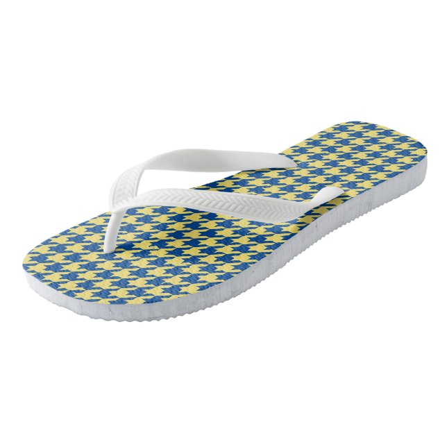 Blue and green Houndstooth Flip Flops (Angled)