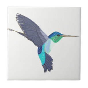 Blue and Green Humming Bird Tile