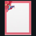 Blue and Green Hummingbird Letterhead<br><div class="desc">This colourful letterhead writing paper features my painting of a blue and green Hummingbird in mid flight feeding from a red Hibiscus against a plain white background with matching border. Perfect to add style and a hint of the exotic to your letters</div>