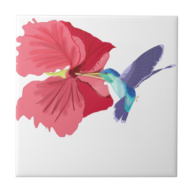 Blue and Green Hummingbird Tile (Front)