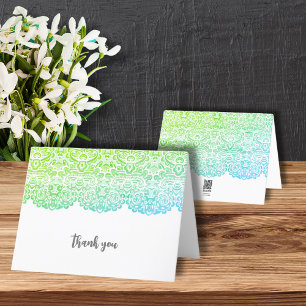 BLUE  AND GREEN LACE THANK YOU CARD